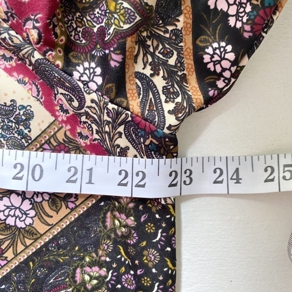 Beige ECI Cold Shoulder Bell Sleeve Jersey Printed Mini Dress - Picture 7 of 13